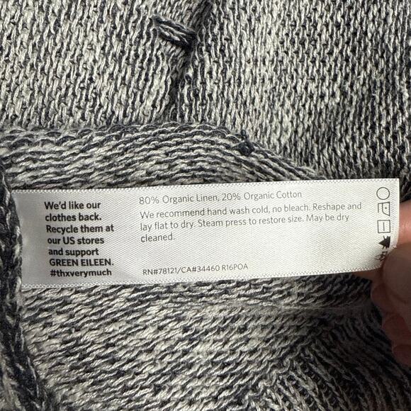 Eileen Fisher Size Large Gray Organic Linen Cotton Sweater Marled Round Neck - Picture 4 of 4